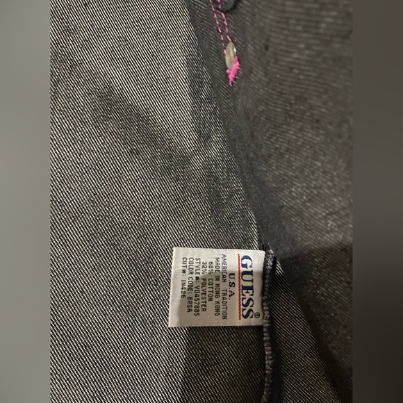 Vintage Guess Grey Denim Pink Stitching Jean Jacket Medium - Picture 6 of 6